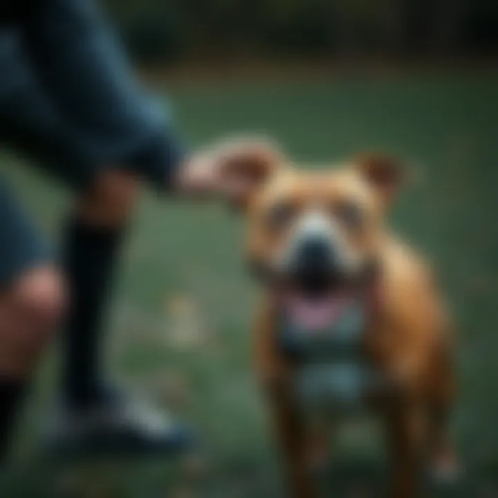 Positive Reinforcement Techniques A trainer using positive reinforcement with a Pitbull