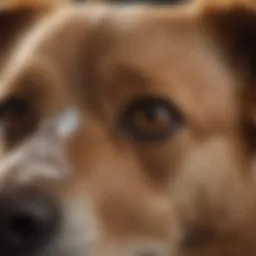 Dog with injured eye receiving eye drops