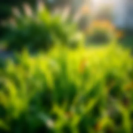 Healthy grass thriving in a lawn environment