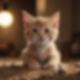 Adolescent kitten playfully exploring its surroundings