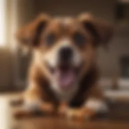 Adorable dog enjoying a chew toy with treats inside