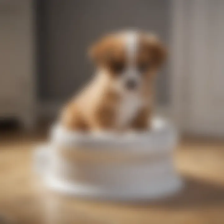 Adorable puppy learning potty training