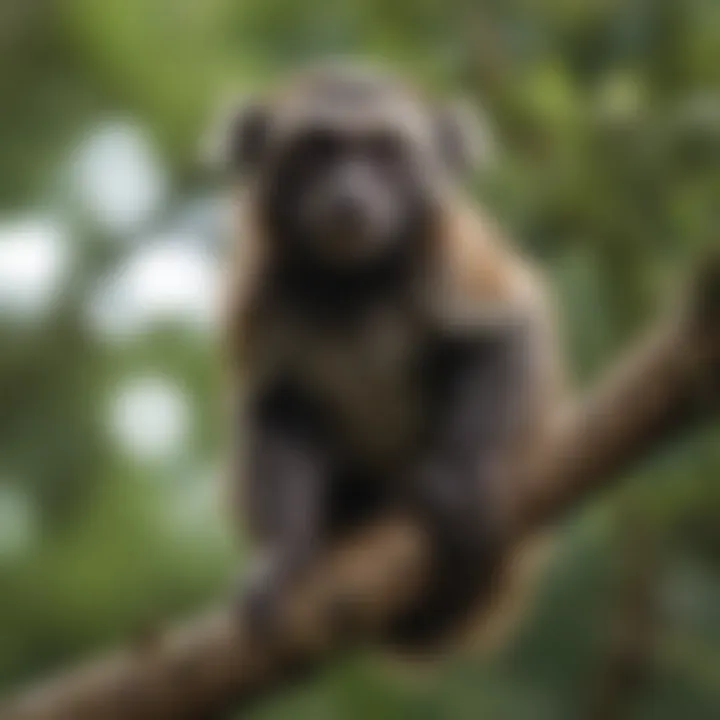 Adorable Tamarin Monkey perched on a tree branch