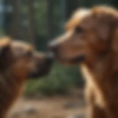 Illustration showcasing redirected aggression in a canine interaction