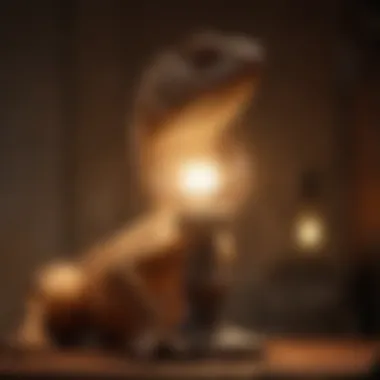 Antique-inspired lizard lamp casting a warm glow