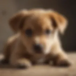 Puppy looking concerned with a distressed expression