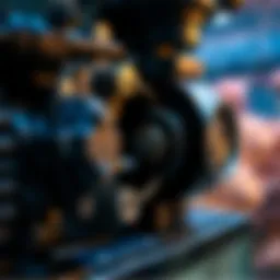 Close-up of an aquarium air compressor in operation, showcasing its intricate components