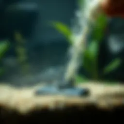 Aquarium gravel vacuum in action