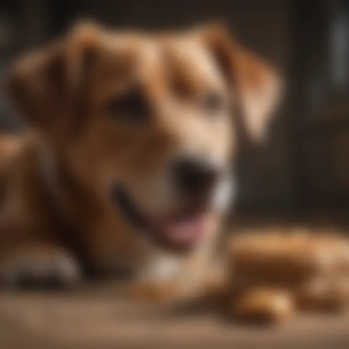 Dog eating a peanut butter treat