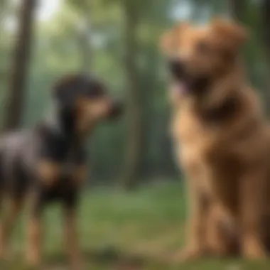 Training Dogs of Different Ages Together Dog trainer facilitating a training session with various age dogs