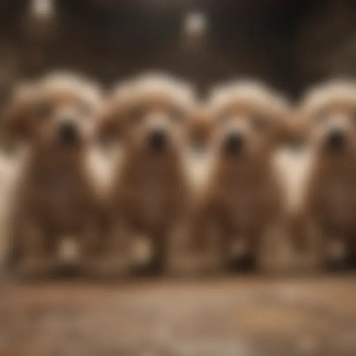 Group of puppies engaged in socialization activities