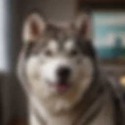 A close-up of a deshedding brush designed for huskies, highlighting its unique features.