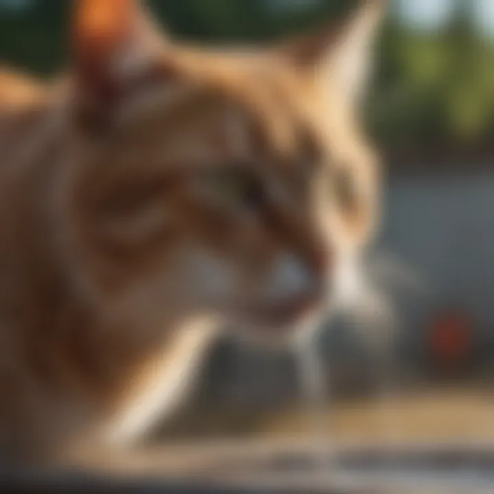 Close-up of cat drinking from a fountain