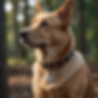 A dog wearing a training collar during a training session