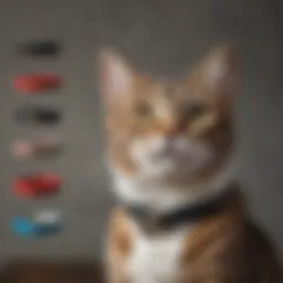 Illustration of various flea collars for cats displayed in a neat arrangement