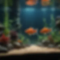 Vibrant underwater scene illuminated by LED lights