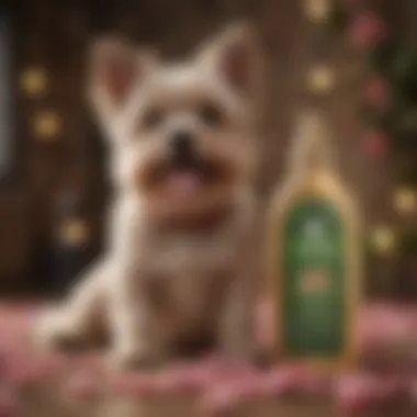 Elegant bottle of floral dog shampoo