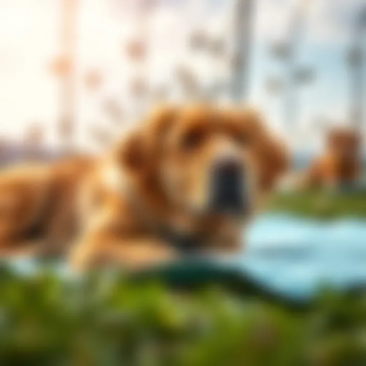 Comfortable Canine: The Benefits of Cooling Mats Large dog relaxing on a cooling mat outdoors