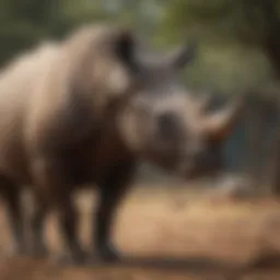 Black rhino in natural habitat