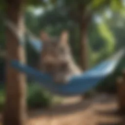 Blue Cat Tree Tower with Hammock
