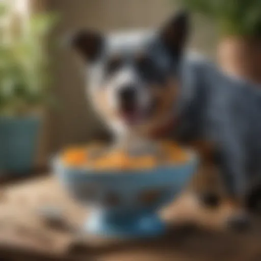 A vibrant bowl filled with nutritious dog food designed for Blue Heelers, emphasizing protein-rich ingredients.