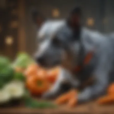 Natural Ingredients for Blue Heelers A close-up of fresh fruits and vegetables suitable for Blue Heelers, highlighting the role of natural ingredients in their diet.