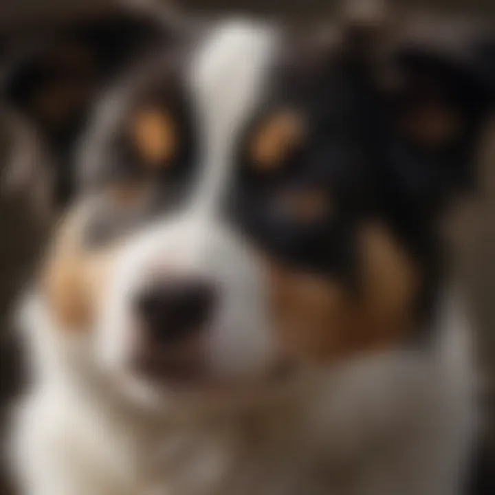 Close-up of a Border Collie Tricolor Puppy's expressive face