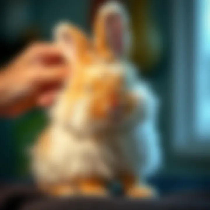 Grooming a fluffy bunny with care