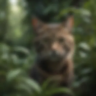 Stealthy Feline Amidst Nature Cat Camouflaged Among Greenery
