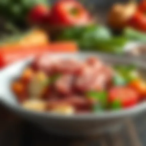 Nutritional Ingredients for a Raw Puppy Diet A vibrant plate of raw meat and vegetables suitable for puppies.