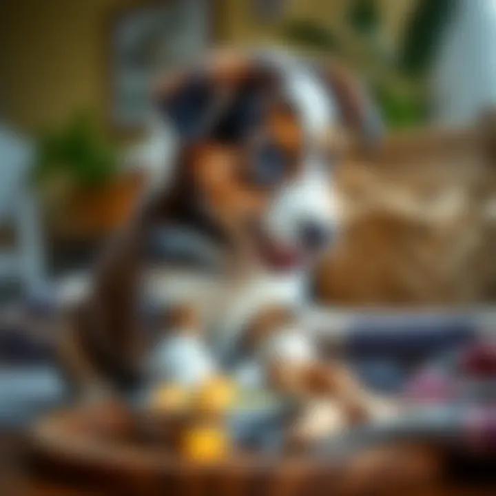 Puppy Enjoying a Raw Meal at Home A puppy enjoying a raw food meal in a cozy home setting.