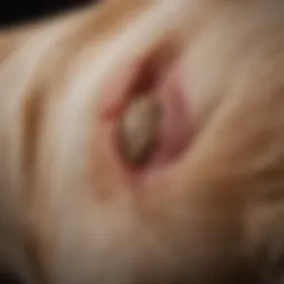 A close-up of a dog's joint with highlighted areas to indicate arthritis