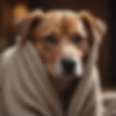 Canine wrapped in cozy blanket