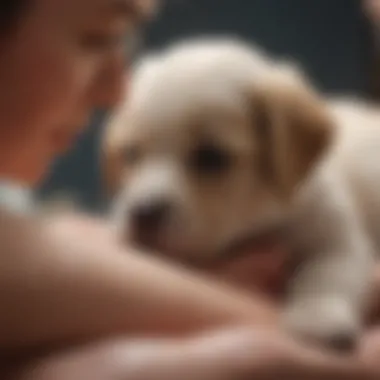 Vet conducting health check on a newborn puppy