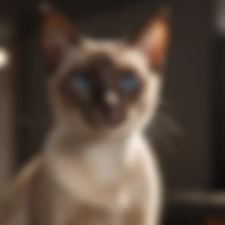 Siamese cat displaying positive behavior