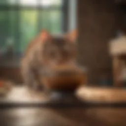 A balanced bowl of cat food with healthy ingredients