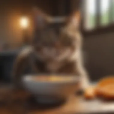 Cat enjoying a bowl of healthy food