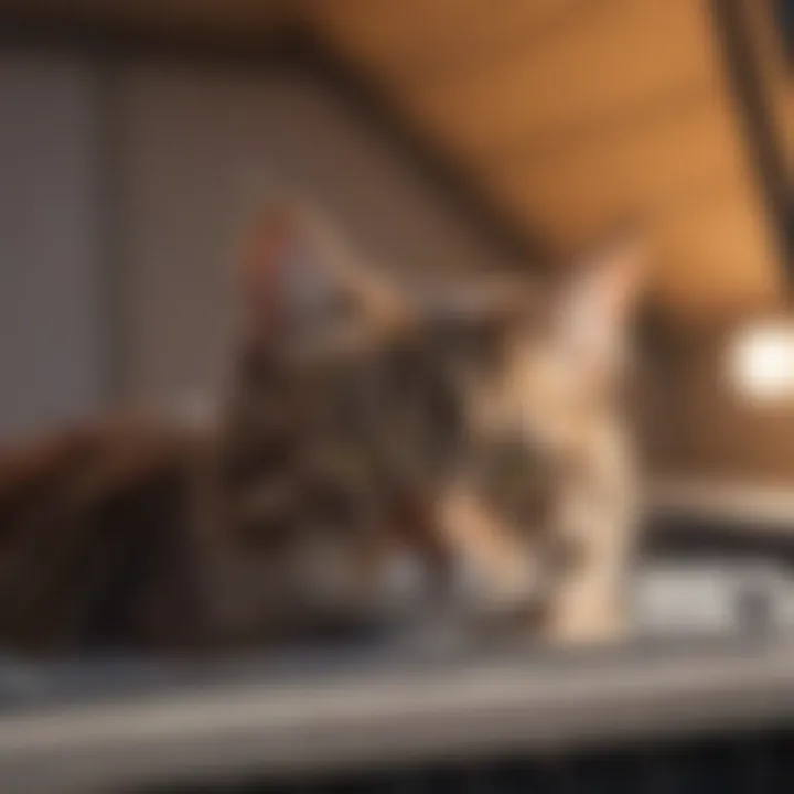 Cat enjoying the comfort and safety of a playpen with roof