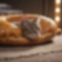 Cat enjoying the comfort of a donut bed