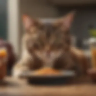 Cat enjoying a meal peacefully