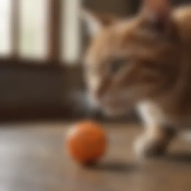 Cat playing with pop play toy