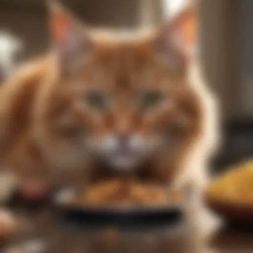 Cat examining food ingredients