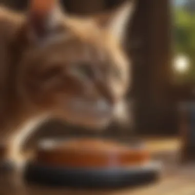 Cat feeder with timer enhancing well-being