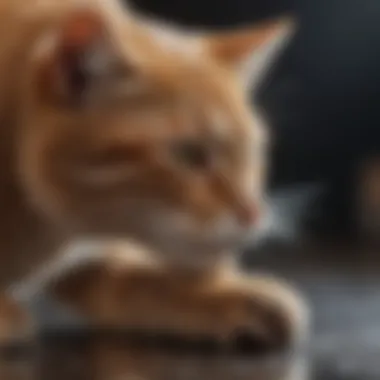 Cat licking its paw with precision