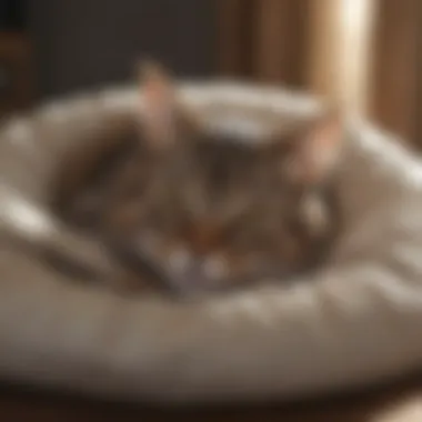 Cat relaxing in a cozy cat bed