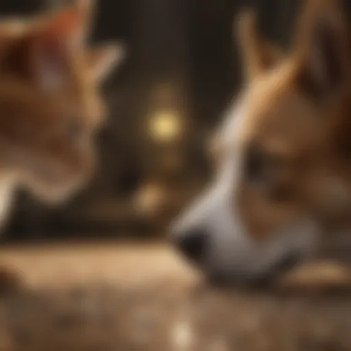 Cats and dogs sniffing each other