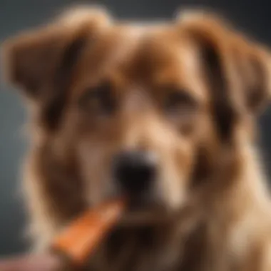 Dog Engaging with Chew Brush Close-up of a dog using a chew brush