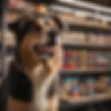 A variety of chew brushes for dogs on a retail shelf
