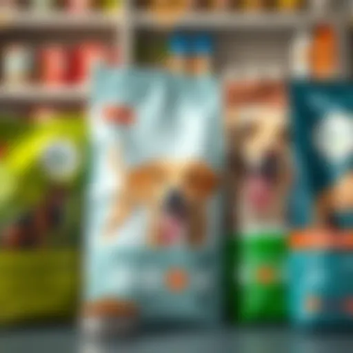 Selection of Dental Care Dog Foods A variety of dog food bags designed for dental health