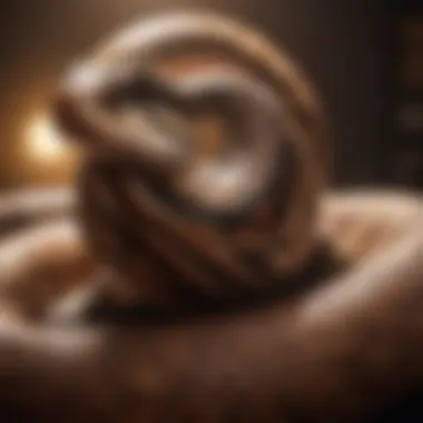 Ball Python Enjoying Optimal Heating Conditions Ball python basking under heat light